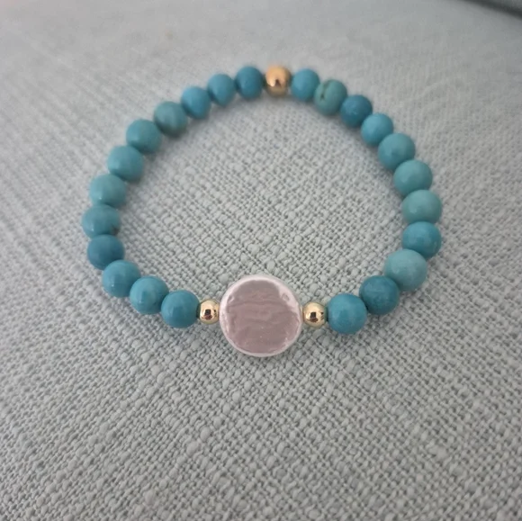 Turquoise NATURAL w/Coin Pearl Choker,Matching Braclet - Picture 5 of 6